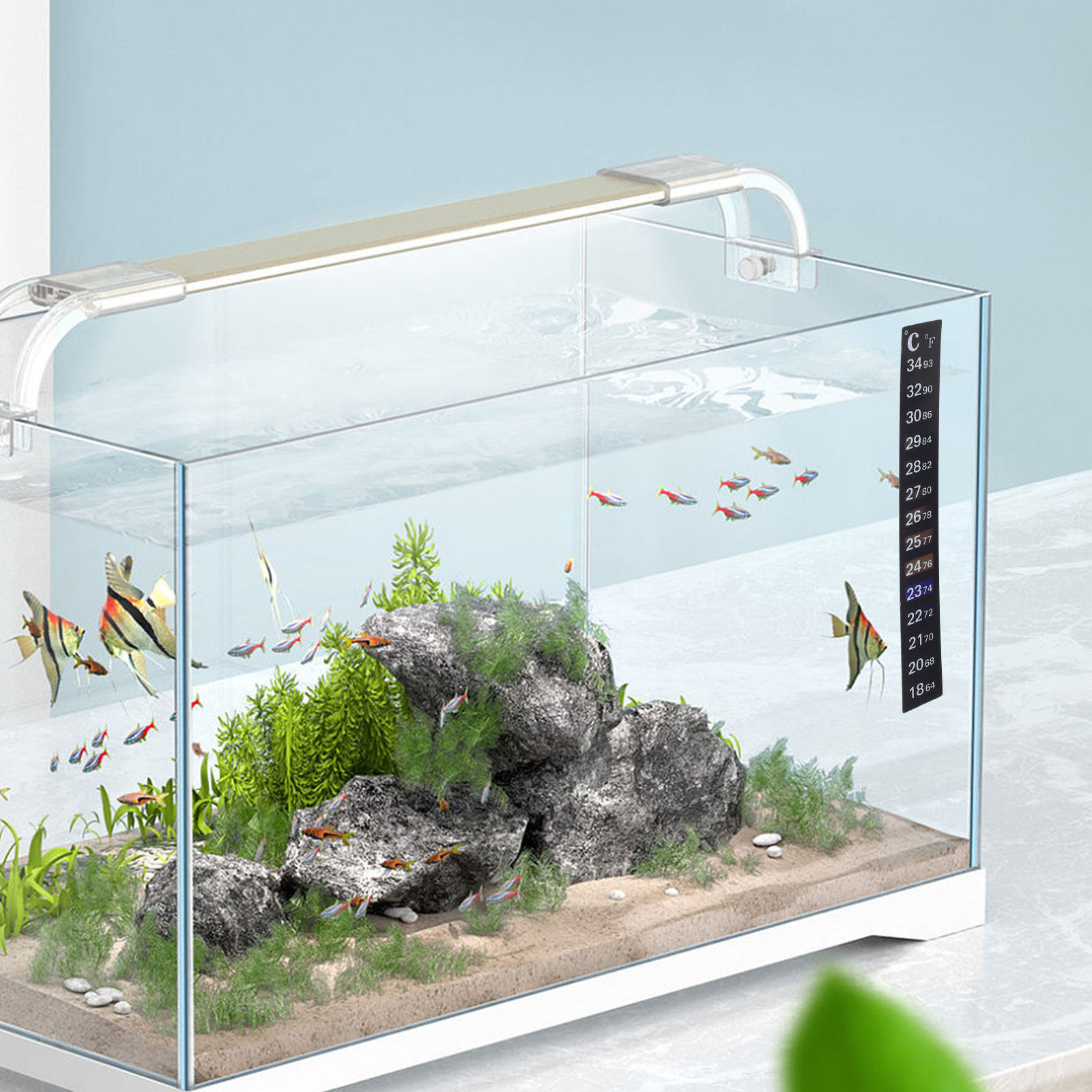 Temperature Strip Thermometer - 2 stuks aquariumthermometer sticker, plakbare aquariumtemperatuurstrip,