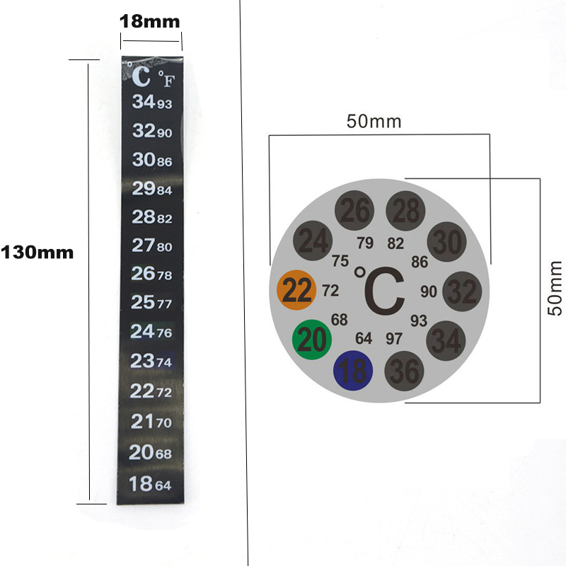 Temperature Strip Thermometer - Aquarium Fish Tank Strip Stick-on discolor