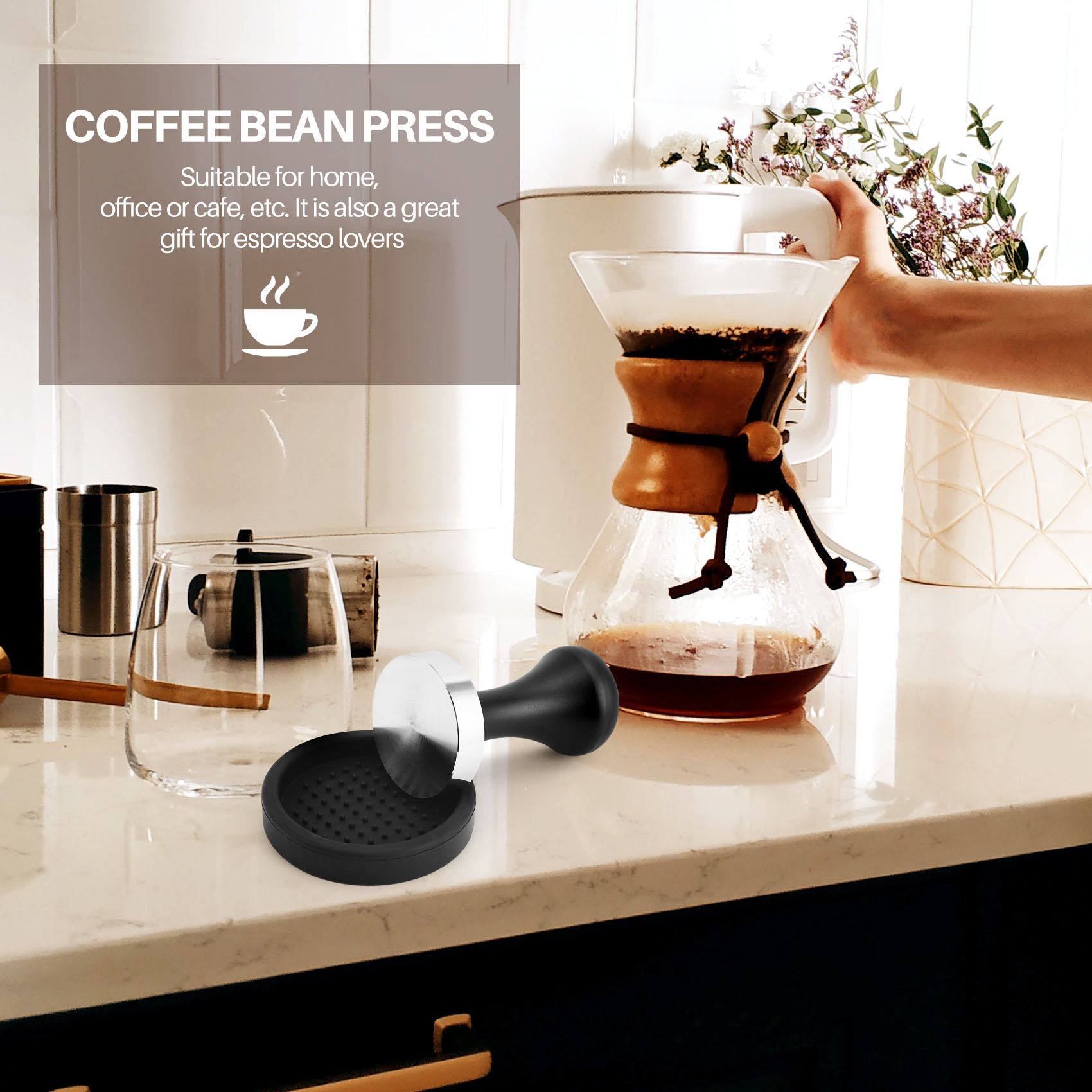 Espresso Tamper Set - 【FLASH-SALE!】Koffietamperset (51 mm), espressostempel met platte