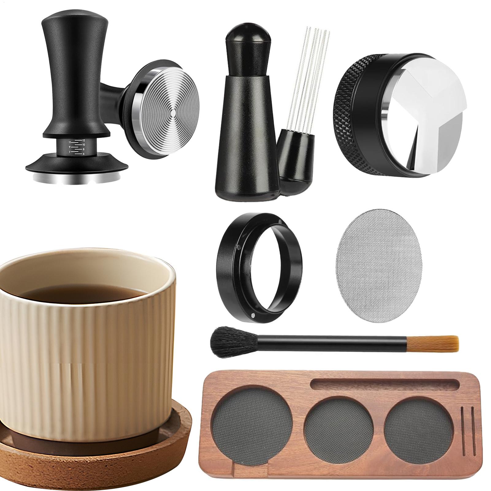 Espresso Tamper Set - 7-delige Espresso Accessoireset, Koffiedistributeur en Tamper